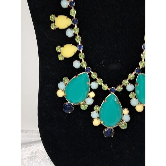 A Lilly Colorful Statement Necklace Rhinestone Gold Tone Fairy Core Royalty - Picture 5 of 11